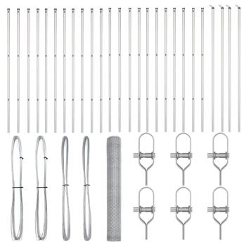 Sechseckzaun 1,2x50 m verzinkter Stahl, Zaunpfosten 13 Stück Ø32 mm 170 cm verzinkter Stahl