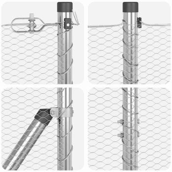 Sechseckzaun 1,2x50 m verzinkter Stahl, Zaunpfosten 13 Stück Ø32 mm 170 cm verzinkter Stahl