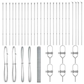 Hexagonzaun 1,5x50 m Verzinkter Stahl, Zaunpfosten 13 Stück Ø32 mm 200 cm Verzinkter Stahl
