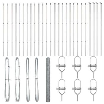 Hexagonzaun 1,5x50 m Verzinkter Stahl, Zaunpfosten 13 Stück Ø32 mm 200 cm Verzinkter Stahl