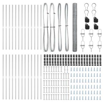 Hexagonzaun 1,5x50 m Verzinkter Stahl, Zaunpfosten 13 Stück Ø32 mm 200 cm Verzinkter Stahl