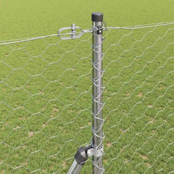 Sechseckzaun 1,6x50 m Verzinkter Stahl, Zaunpfosten 13 Stück Ø32 mm 210 cm Verzinkter Stahl