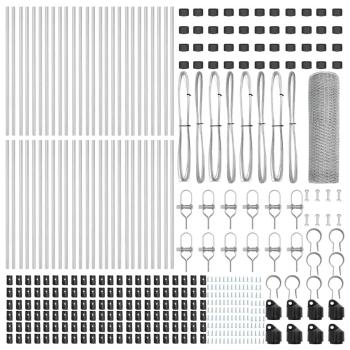 Sechseckzaun 0.4x100 m Feuerverzinkter Stahl, Zaunpfosten 13 Stück Ø32 mm 80 cm Feuerverzinkter Stahl