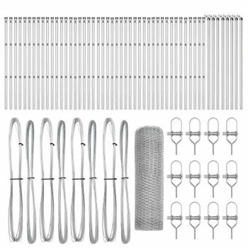 ARDEBO.de - Sechskantzaun 0,5x100 m Galvanisierter Stahl, Zaunpfosten 13 Stück Ø32 mm 100 cm Galvanisierter Stahl