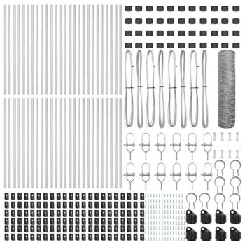 Hexagon Zaun 0.5x100 m Verzinkter Stahl, Zaunpfosten 13 Stück Ø32 mm 100 cm Verzinkter Stahl