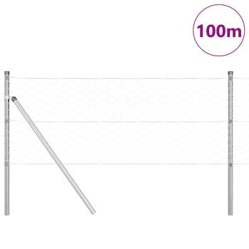 Sechseckzaun 0,6x100 m verzinkter Stahl, Zaunpfosten 13 Stück Ø32 mm 100 cm verzinkter Stahl