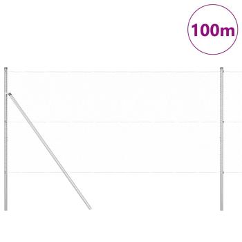 Hexagonzaun 1x100 m Verzinkter Stahl, Zaunpfähle 13 Stück Ø32 mm 150 cm Verzinkter Stahl