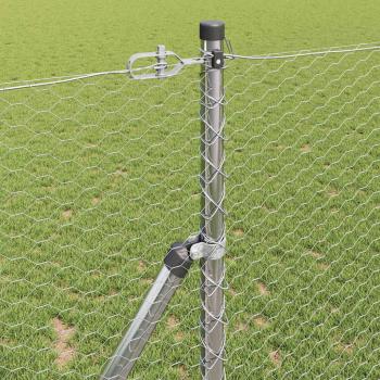 Hexagonzaun 1x100 m Verzinkter Stahl, Zaunpfähle 13 Stück Ø32 mm 150 cm Verzinkter Stahl