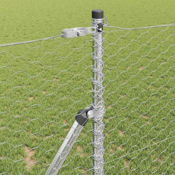 Sechseckzaun 1x100 m Verzinkter Stahl, Zaunpfosten 13 Stk Ø32 mm 150 cm Verzinkter Stahl