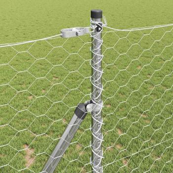 Sechseckzaun 1x100 m Verzinkter Stahl, Zaunpfosten 13 Stück Ø32 mm 150 cm Verzinkter Stahl