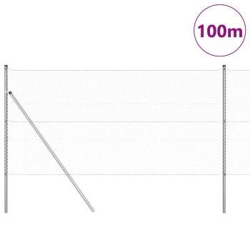 Hexagon Zaun 1,4x100 m Verzinkter Stahl, Zaunpfosten 13 Stück Ø32 mm 190 cm Verzinkter Stahl
