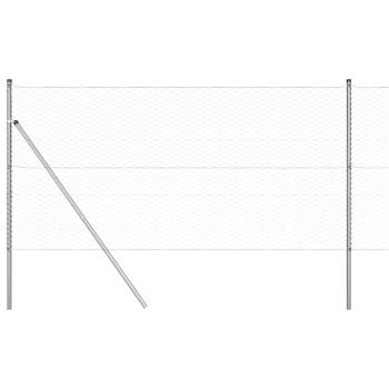 Hexagon Zaun 1,4x100 m Verzinkter Stahl, Zaunpfosten 13 Stück Ø32 mm 190 cm Verzinkter Stahl