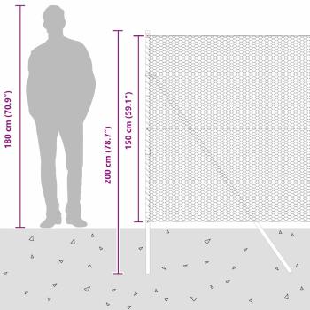 Sechseck-Zaun 1,5x100 m aus verzinktem Stahl, Zaunpfosten 13 Stück Ø32 mm 200 cm aus verzinktem Stahl