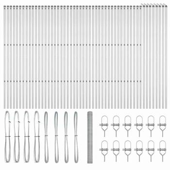 Sechseckzaun 1,6x100 m Feuerverzinkter Stahl, Zaunpfosten 13 Stück Ø32 mm 210 cm Feuerverzinkter Stahl