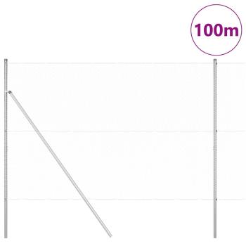 Sechseckzaun 1,6x100 m Feuerverzinkter Stahl, Zaunpfosten 13 Stück Ø32 mm 210 cm Feuerverzinkter Stahl