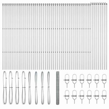Sechseckzaun 1.6x100 m Verzinkter Stahl, Zaunpfosten 13 Stück Ø32 mm 210 cm Verzinkter Stahl