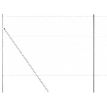 Sechseckzaun 1,6x100 m Verzinkter Stahl, Zaunpfosten 13 Stk Ø32 mm 210 cm Verzinkter Stahl