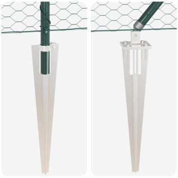 Sechseckzaun Grün 0.4x10 m Stahl, Zaunpfosten mit Spike 7 Stück Ø32 mm 60 cm verzinkter Stahl