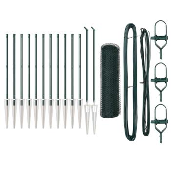 Zaun-Set 2-teilig Forstgrün Metall, Kunststoff 25 x 0,5 m