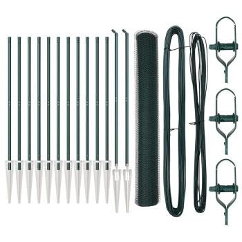 Zaun Set 2-teilig Dunkelgrün Metall 25 Meter x 1 Meter Masche