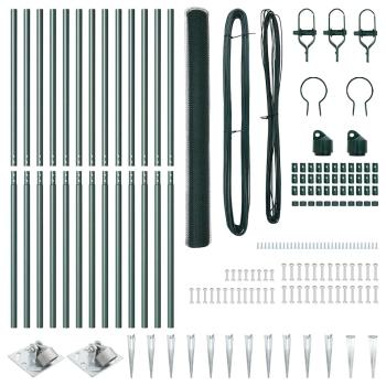 Zaunset Set von 2 Grün Metall 25 x 1,5 m Langlebig