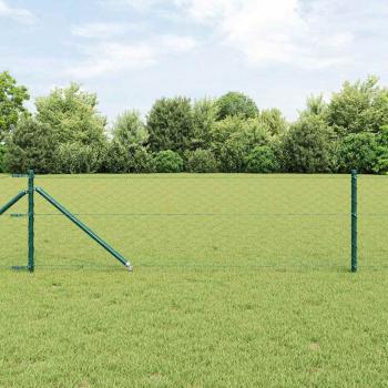 ARDEBO.de - Sechseckzaun Grün 0,6x50 m Stahl, Zaunpfosten mit Spike 13 Stück Ø32 mm 80 cm verzinkter Stahl