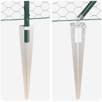 Sechseckzaun Grün 0,6x50 m Stahl, Zaunpfosten mit Spike 13 Stück Ø32 mm 80 cm verzinkter Stahl
