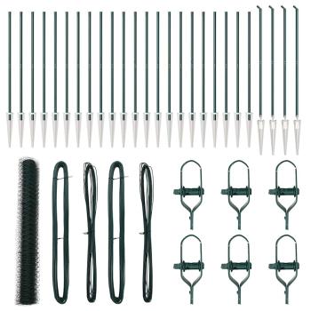 Hexagon Zaun Grün 1,2x50 m Stahl, Zaunpfosten mit Spitze 13 Stück Ø32 mm 140 cm verzinkter Stahl