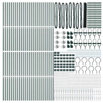 Sechseckzaun Grün 1,2x100 m Stahl, Zaunpfosten mit Spitze 13 Stück Ø32 mm 140 cm verzinkter Stahl