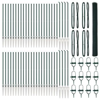 Sechseckzaun Grün 1,5x100 m Stahl, Zaunpfosten mit Spike 13 Stk Ø32 mm 170 cm Galvanisierter Stahl