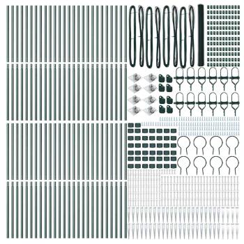 Sechseckzaun Grün 1,5x100 m Stahl, Zaunpfosten mit Spike 13 Stk Ø32 mm 170 cm Galvanisierter Stahl
