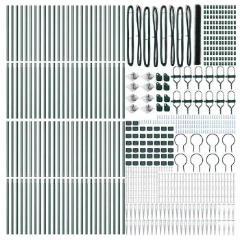 Sechseckzaun Grün 1,6x100 m Stahl, Zaunpfosten mit Spitze 13 Stück Ø32 mm 180 cm Verzinkter Stahl