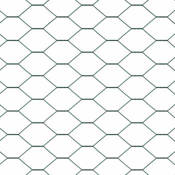 Sechseckzaun Grün 1,6x100 m Stahl, Zaunpfosten mit Spitze 13 Stück Ø32 mm 180 cm Verzinkter Stahl