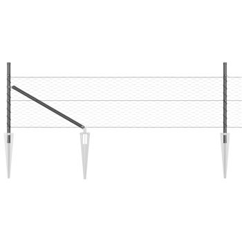 Sechseckzaun Grau 0,4x10 m Stahl, Zaunpfosten mit Spike 7 Stück Ø32 mm 60 cm Galvanisiertes Stahl