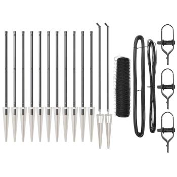 Zäunungsset Set aus 2 Grau Pulverbeschichteter Stahl 25 x 0,5 m