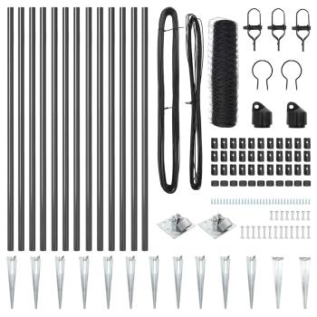 Zäunungsset Set aus 2 Grau Pulverbeschichteter Stahl 25 x 0,5 m