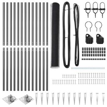 Zaun-Set 2er Set Grau Metall, Kunststoff 25 x 1,2 m Langlebig