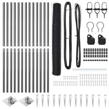 Zaunset Set von 2 Grau Metall 25 x 1,2 m Langlebig Außenzaun