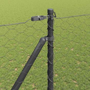 Zaunset Set aus 2 Grau Metall, PVC-beschichteter Draht 25 x 1,5 m
