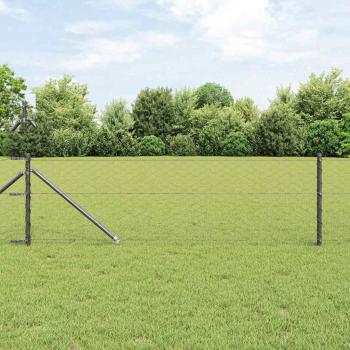ARDEBO.de - Hexagonzaun Grau 0.6x50 m Stahl, Zaunpfosten mit Spike 13 Stück Ø32 mm 80 cm galvanisierter Stahl