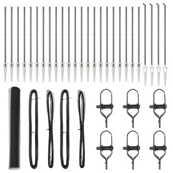 Sechseckzaun Grau 1,4x50 m Stahl, Zaunpfosten mit Spitze 13 Stück Ø32 mm 160 cm Verzinkter Stahl