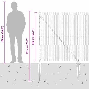 Sechseckzaun Grau 1,4x50 m Stahl, Zaunpfosten mit Spitze 13 Stück Ø32 mm 160 cm Verzinkter Stahl