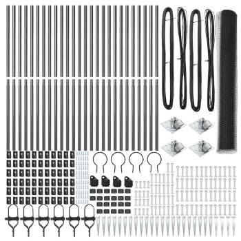 Sechseckzaun Grau 1,4x50 m Stahl, Zaunpfosten mit Spitze 13 Stück Ø32 mm 160 cm Verzinkter Stahl