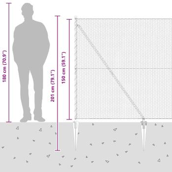 Sechseckzaun Grau 1,5x50 m Stahl, Zaunpfosten mit Spitze 13 Stück Ø32 mm 170 cm Verzinkter Stahl