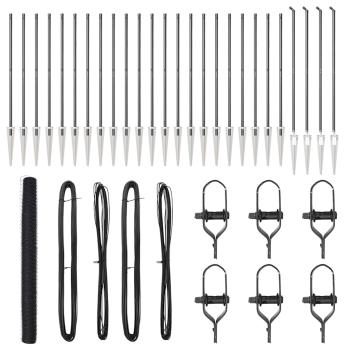 ARDEBO.de - Hexagon Zaun Grau 1,5x50 m Stahl, Zaunpfähle mit Spike 13 Stk Ø32 mm 170 cm verzinkter Stahl