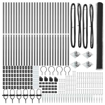 Sechseckzaun Grau 1.6x50 m Stahl, Zaunpfosten mit Spikes 13 Stück Ø32 mm 180 cm Verzinkter Stahl