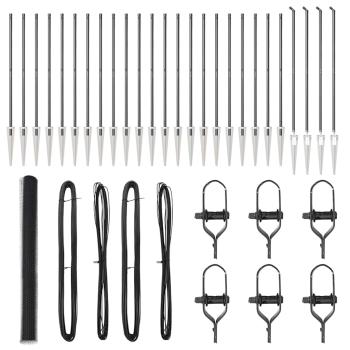 ARDEBO.de - Sechseckzaun Grau 1,6x50 m Stahl, Zaunpfosten mit Spitze 13 Stück Ø32 mm 180 cm Verzinkter Stahl