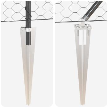 Sechseckzaun Grau 0.5x100 m Stahl, Zaunpfosten mit Spike 13 Stück Ø32 mm 80 cm verzinkter Stahl