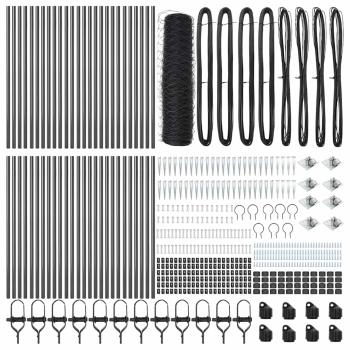 Hexagon-Zaun Grau 0.6x100 m Stahl, Zaunpfosten mit Spike 13 Stück Ø32 mm 80 cm Verzinkter Stahl