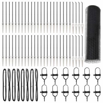 Hexagonzaun Grau 1x100 m Stahl, Zaunpfosten mit Spitze 13 Stück Ø32 mm 120 cm Verzinkter Stahl
